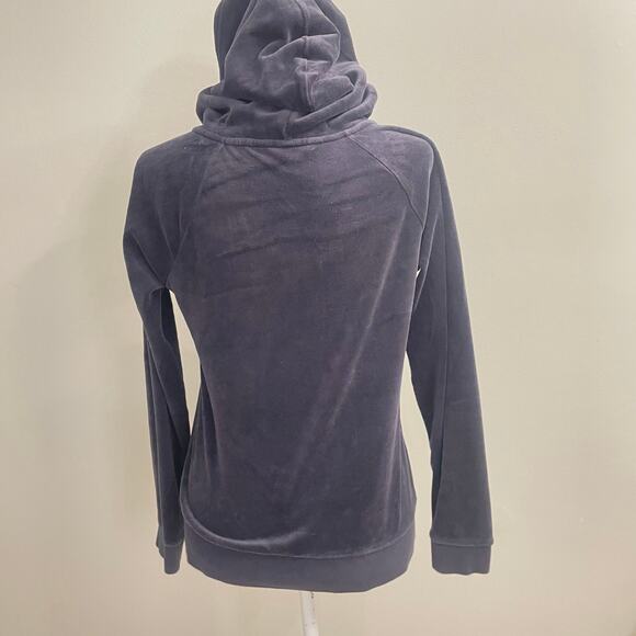 Juicy Couture Y2K Hooded Gray Velour Sweatshirt Size Medium Bling Accent Zipper - Picture 2 of 8